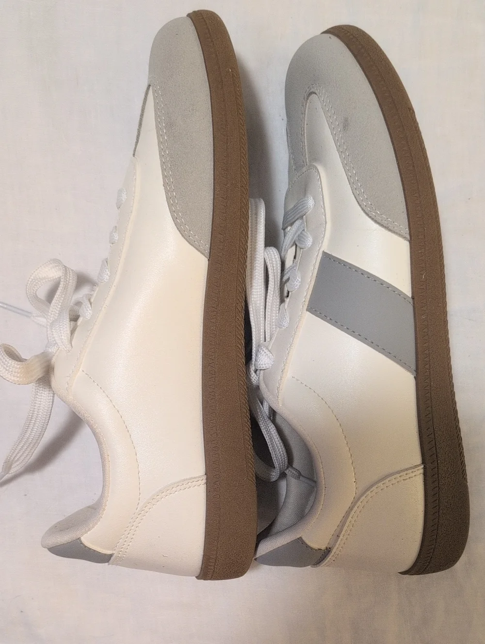 J Sport Women's White and Light Gray Lace-Up Sneakers